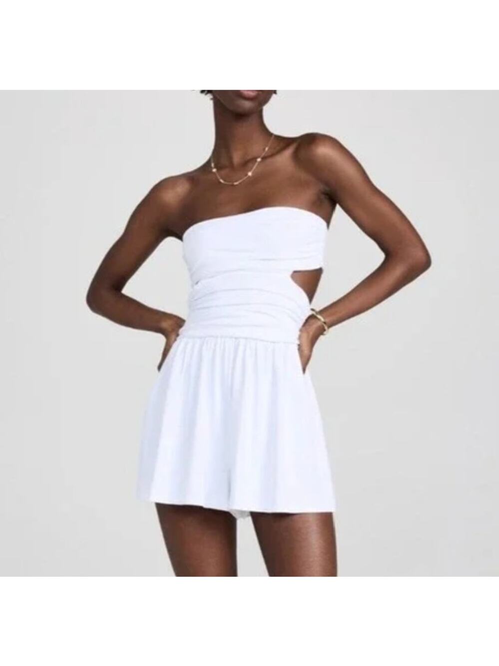 Susana Monaco Tube Cut Out Gathered Romper in Sugar White $168 - Size Small -NWT
